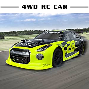 YUAN PLAN RC Drift Car, 1:24 Remote Control High Speed Race Drifting Cars,  2.4GHz 4WD Electric Sport Racing Hobby Toy Car with Two Batteries Headlight