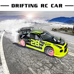 YUAN PLAN RC Drift Cars for Adults, 1/16 2.4GHz 4WD RC Cars RTR Drift Car  High Speed Remote Control Cars Vehicle with LED Lights Two Batteries and