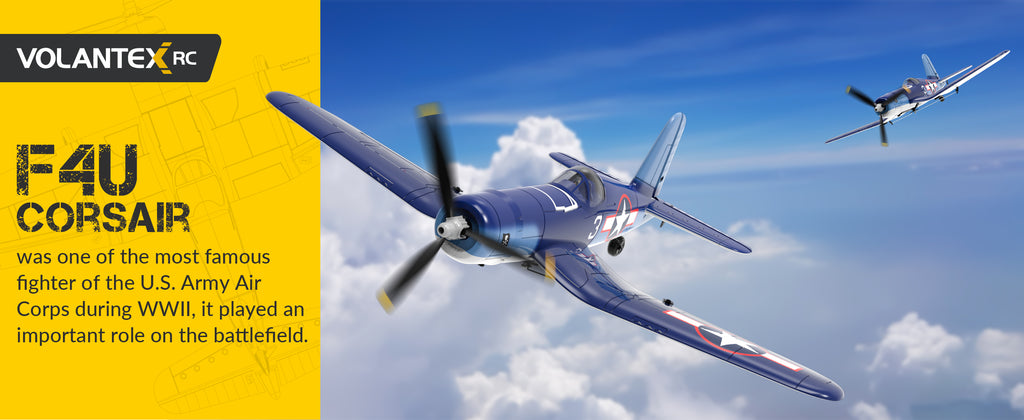 VOLANTEXRC F4U Corsair (76108V2) PNP sem rádio, bateria e carregador