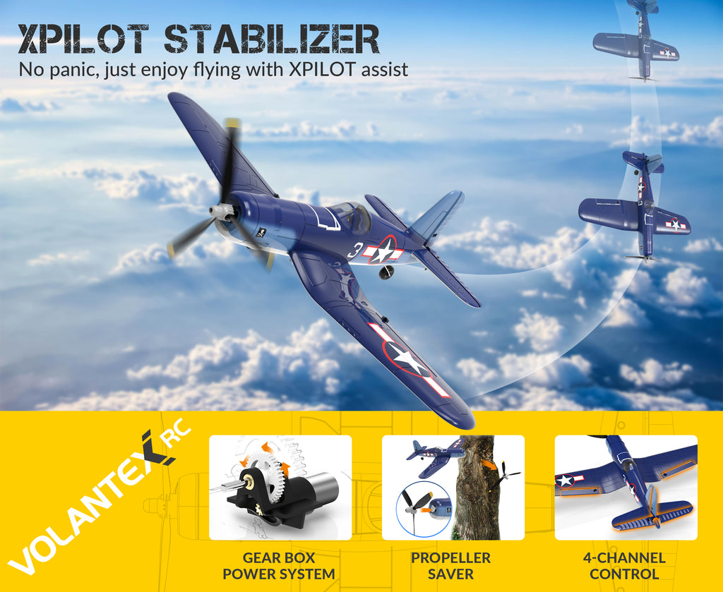 VOLANTEXRC F4U Corsair (76108V2) PNP sem rádio, bateria e carregador