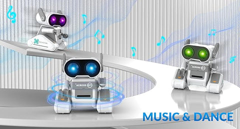 STEMTRON Rechargeable RC Robot Toys with Auto Demo, Dance Moves, Music for Kids (Grey)