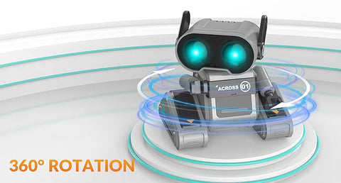 STEMTRON Rechargeable RC Robot Toys with Auto Demo, Dance Moves, Music for Kids (Black)