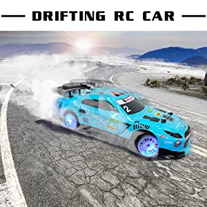 Racent Remote Control Drift Car 2.4Ghz 1/14 RC Sport Racing Cars 4WD LED Lights