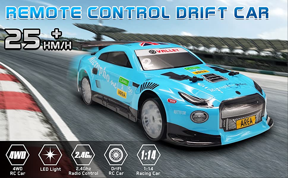 Racent Control remoto Drift Car 2.4Ghz 1:14 Escala RC Sport Racing Cars 4WD RTR Hight Speed RC Vehículo con luces LED