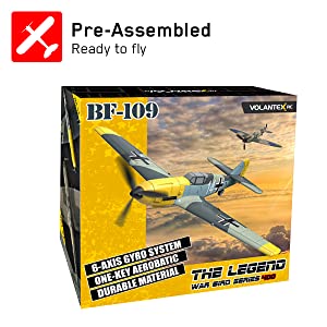 VOLANTEXRC BF 109 Avion télécommandé 4 canaux prêt à voler pour débutants avec système de stabilisation Xpilot (761-11) RTF