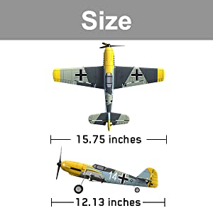 Avião de Controle Remoto com Sistema de Estabilização Xpilot para Crianças e Adultos, VOLANTEXRC Bf109, Amarelo e Verde - Blumenau