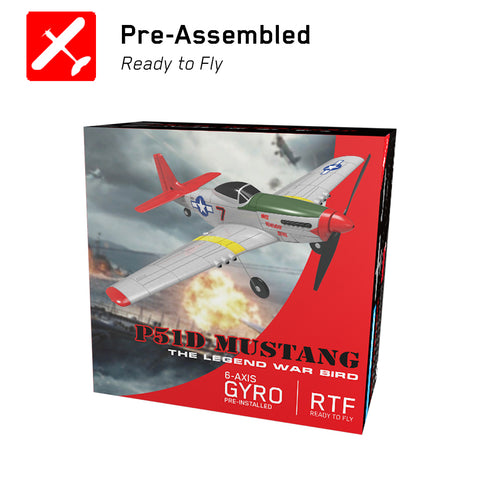 VOLANTEXRC P51D Mustang 4Ch Aviones RC para principiantes con estabilizador Xpilot One-key Aerobatic (761-5) RTF