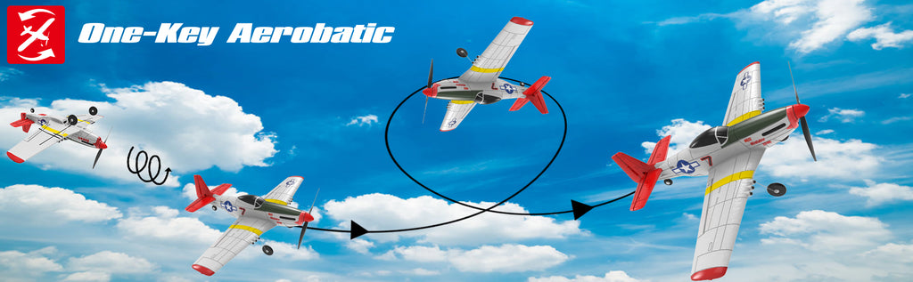 VOLANTEXRC P51D Mustang 4Ch Avions RC débutants avec stabilisateur Xpilot One-key Aerobatic (761-5) RTF