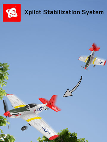 VOLANTEXRC P51D Mustang 4Ch Aviones RC para principiantes con estabilizador Xpilot One-key Aerobatic (761-5) RTF
