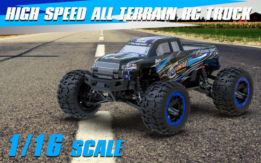 Racent Crossy Remote Control 4x4 RC Truck 1/16 Scale 30mph Fast High Speed 4WD Off Road (With Red Car Shell)