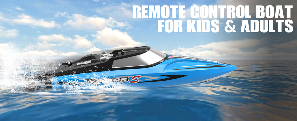 VOLANTEXRC Vector S Barco RC de alta velocidad con función de auto-enderezamiento y marcha atrás para piscina y lago (797-4 azul)