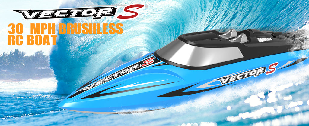 VOLANTEXRC Vector S Barco RC de alta velocidad con función de auto-enderezamiento y marcha atrás para piscina y lago (797-4 azul)