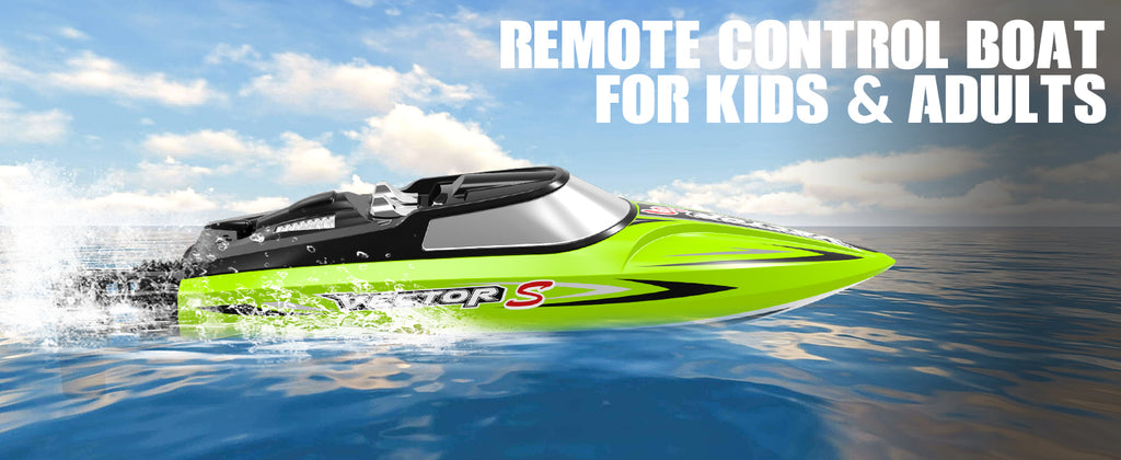 VOLANTEXRC Vector S Bateau RC à grande vitesse avec fonction de redressement automatique et de marche arrière pour piscine et lac (797-4 Vert)