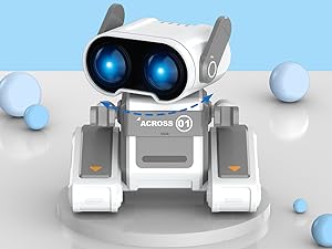 STEMTRON Rechargeable RC Robot Toys with Auto Demo, Dance Moves, Music for Kids (Grey)