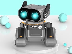 STEMTRON Rechargeable RC Robot Toys with Auto Demo, Dance Moves, Music for Kids (Black)