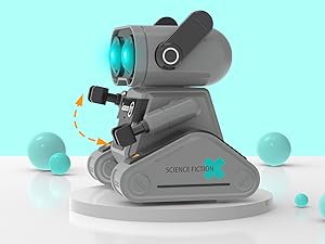 STEMTRON Rechargeable RC Robot Toys with Auto Demo, Dance Moves, Music for Kids (Black)