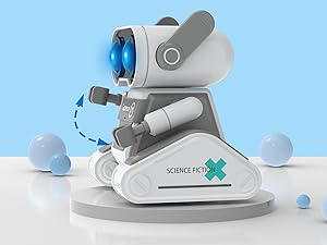 STEMTRON Rechargeable RC Robot Toys with Auto Demo, Dance Moves, Music for Kids (Grey)