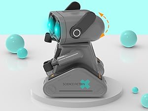 STEMTRON Rechargeable RC Robot Toys with Auto Demo, Dance Moves, Music for Kids (Black)