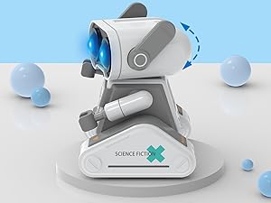 STEMTRON Rechargeable RC Robot Toys with Auto Demo, Dance Moves, Music for Kids (Grey)