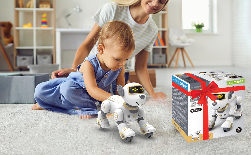 STEMTRON Remote Control Robot Dog Toy Programmable Interactive & Dancing (Gold)