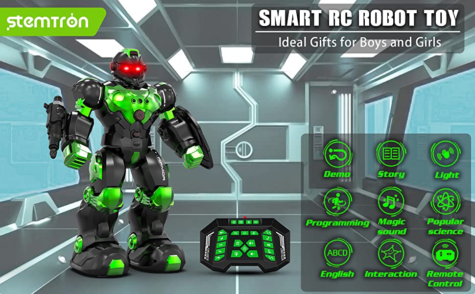 Juguete robot de control remoto programable inteligente STEMTRON para niños