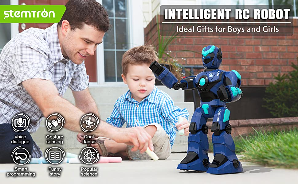 STEMTRON Intelligent Voice Controlled Smart Remote Control Robot(Blue)