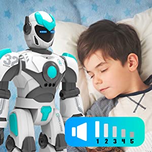 STEMTRON Robot de control remoto inteligente controlado por voz inteligente para niños (blanco)