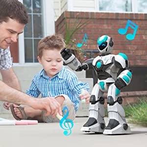STEMTRON Robot de control remoto inteligente controlado por voz inteligente para niños (blanco)