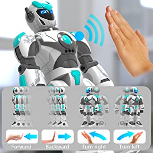 STEMTRON Robot de control remoto inteligente controlado por voz inteligente para niños (blanco)