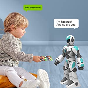 STEMTRON Robot de control remoto inteligente controlado por voz inteligente para niños (blanco)