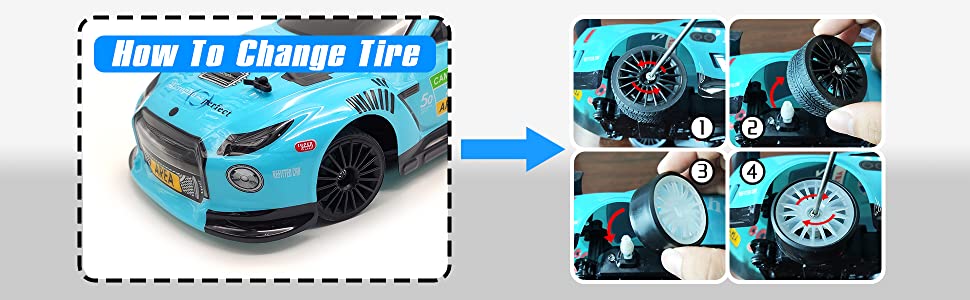 Racent Télécommande Drift Car 2.4Ghz Échelle 1:14 RC Sport Racing Cars 4WD RTR Haute Vitesse RC Véhicule avec Lumières LED
