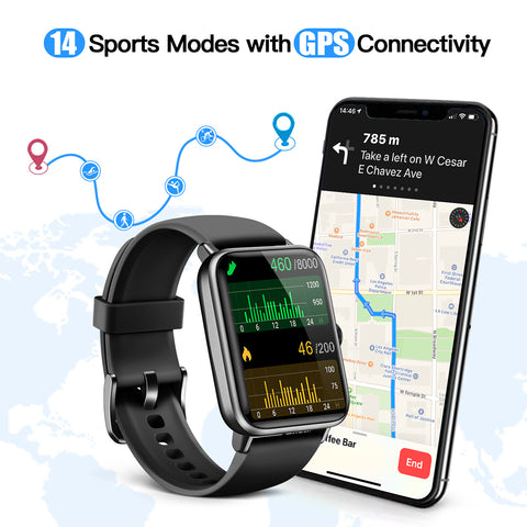 Dirrelo smartwatch support 14 sport modes, monitor and track body data start your healthy life. outdoor run, indoor run, hiking, indoor cycle, open water swim, yoga,rower, elliptical