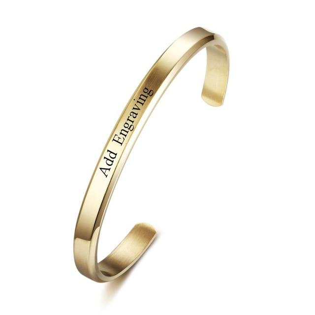 6mm Width Personalized Gift Engraved Name ID Bangle Unisex Stainless Steel Bangles