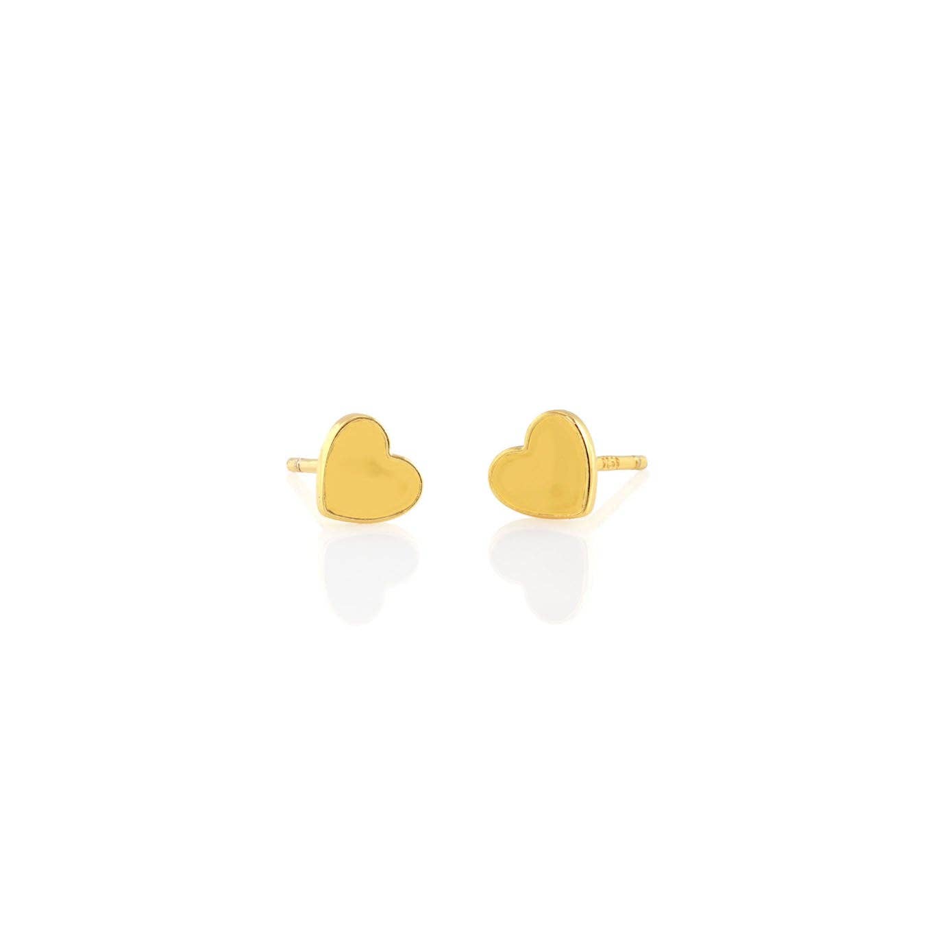 Petite Heart Enamel Stud Earrings: Sunshine