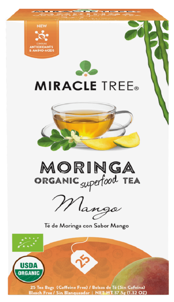 MIRACLE TREE: ORGANIC MORINGA SUPERFOOD MANGO TEA, 25 BG