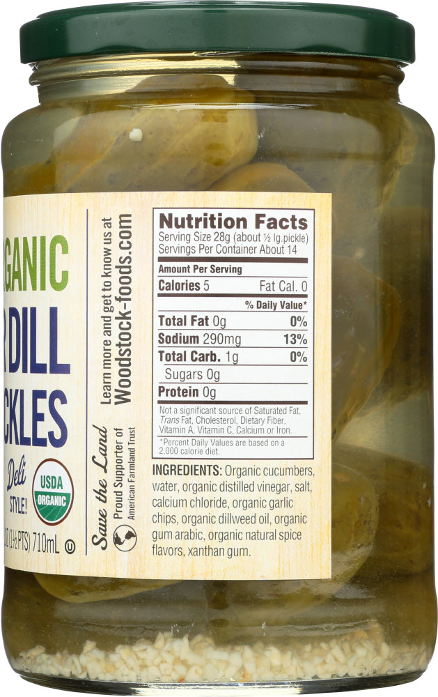 Woodstock: Pickles Dill Whole Kosher Organic, 24 Oz