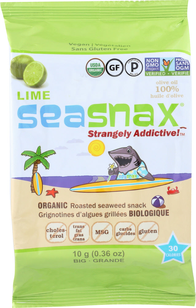Sea Snax: Seaweed Roasted Lime Organic, .36 Oz