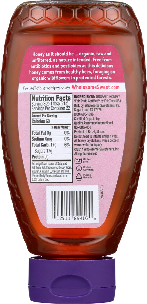 Wholesome Sweeteners: Organic Raw Unfiltered Honey, 16 Oz