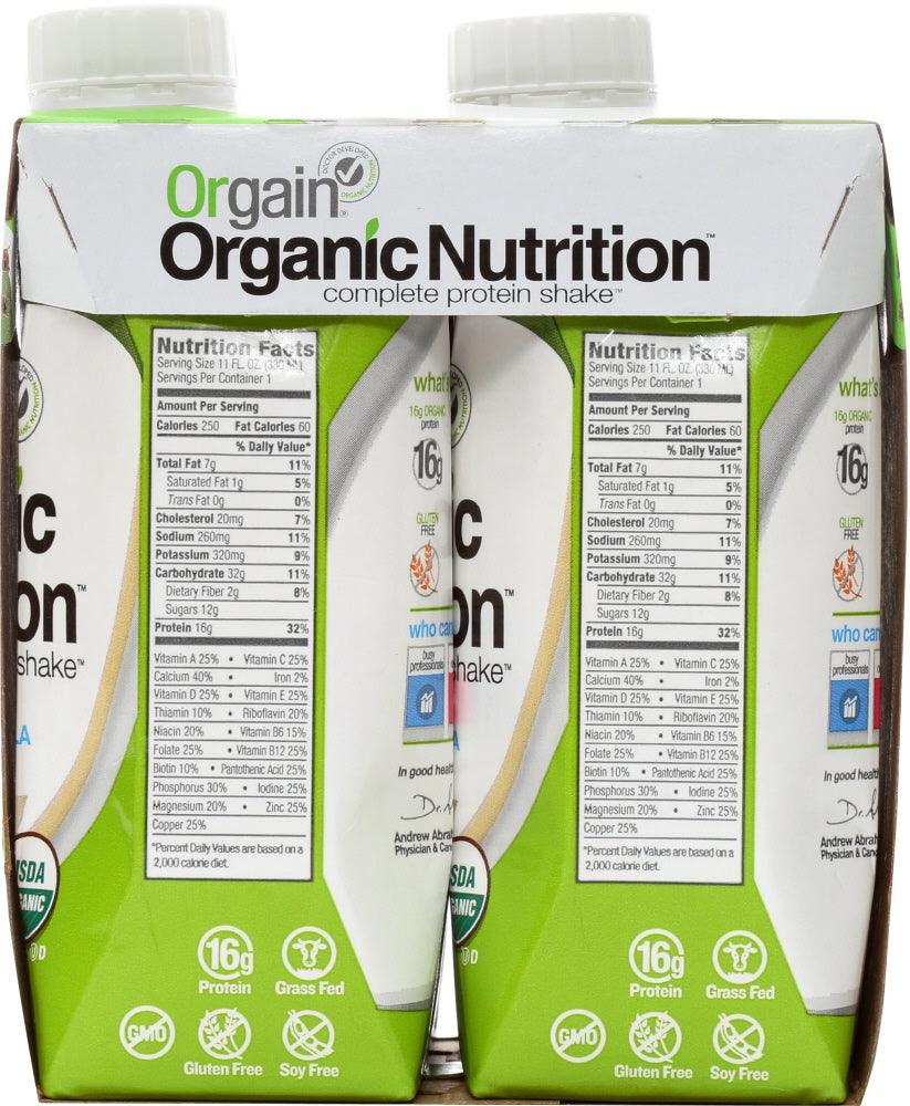 Orgain: Organic Nutritional Shake Sweet Vanilla Bean 4 Count, 44 Oz