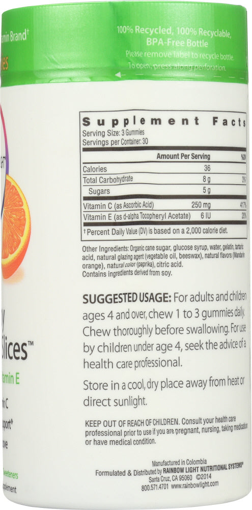 Rainbow Light: Gummy Vitamin C Slices Tangy Orange Flavor, 90 Gummies