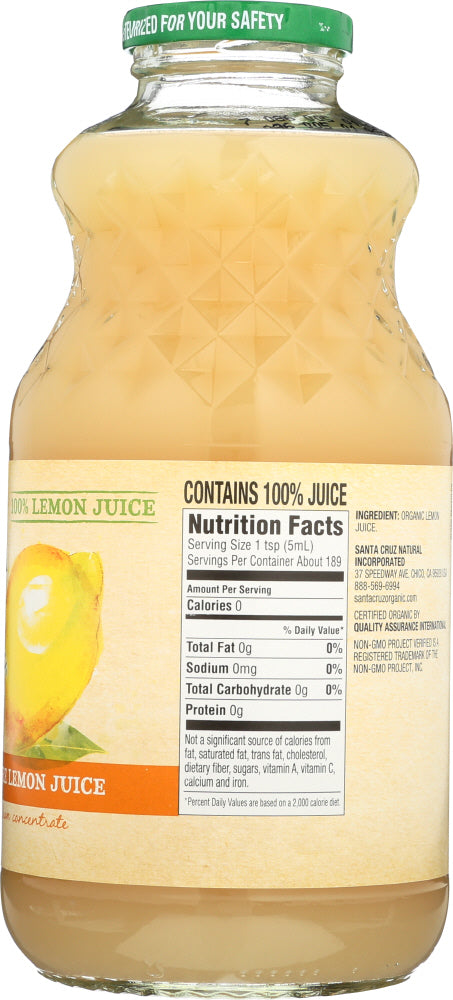Santa Cruz: Organic Pure Lemon Juice, 32 Oz