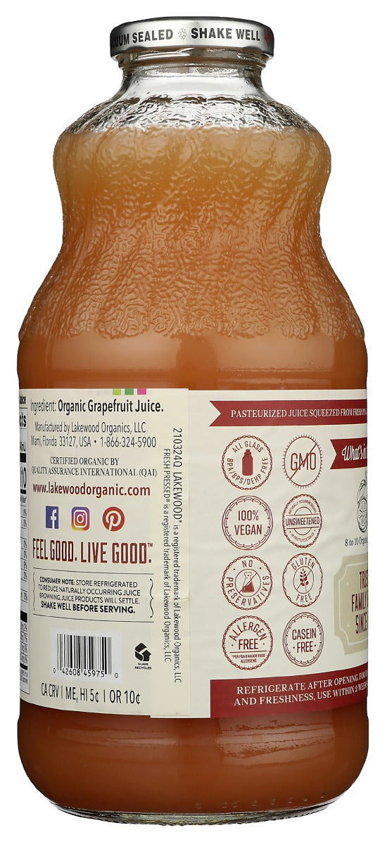 Lakewood: Organic Pure Pink Grapefruit Juice, 32 Fo