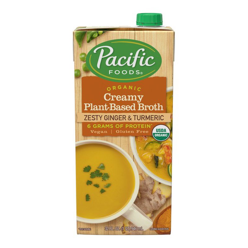 Pacific Foods: Organic Plant Based Creamy Zesty Ginger And Turmeric Broth, 32 Oz