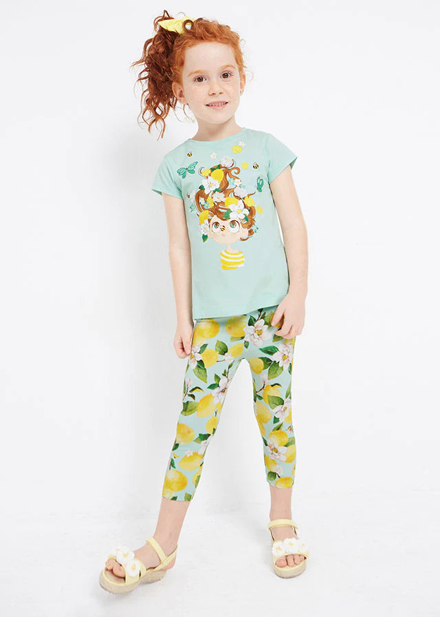 Mayoral 3787 Girls Aguamarina Floral Legging Set.