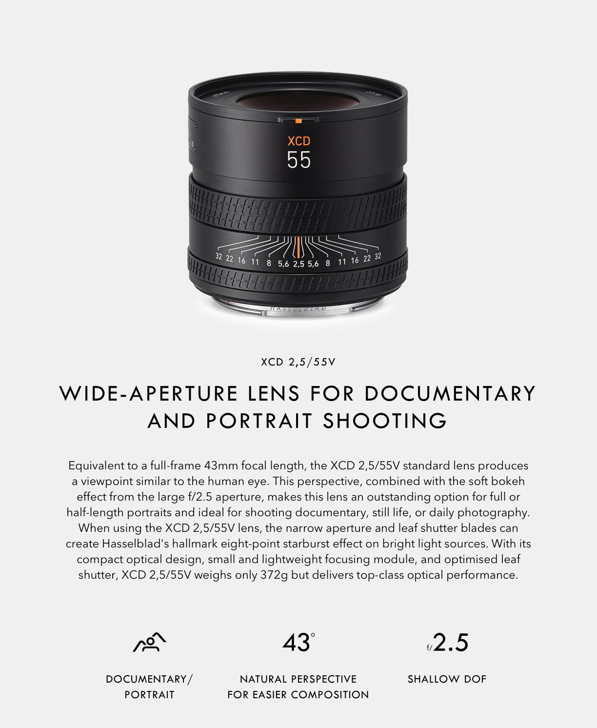 a camera lens with text below