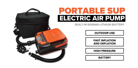 This electric air pump for standing paddles, inflatable boats, inflatable tents
