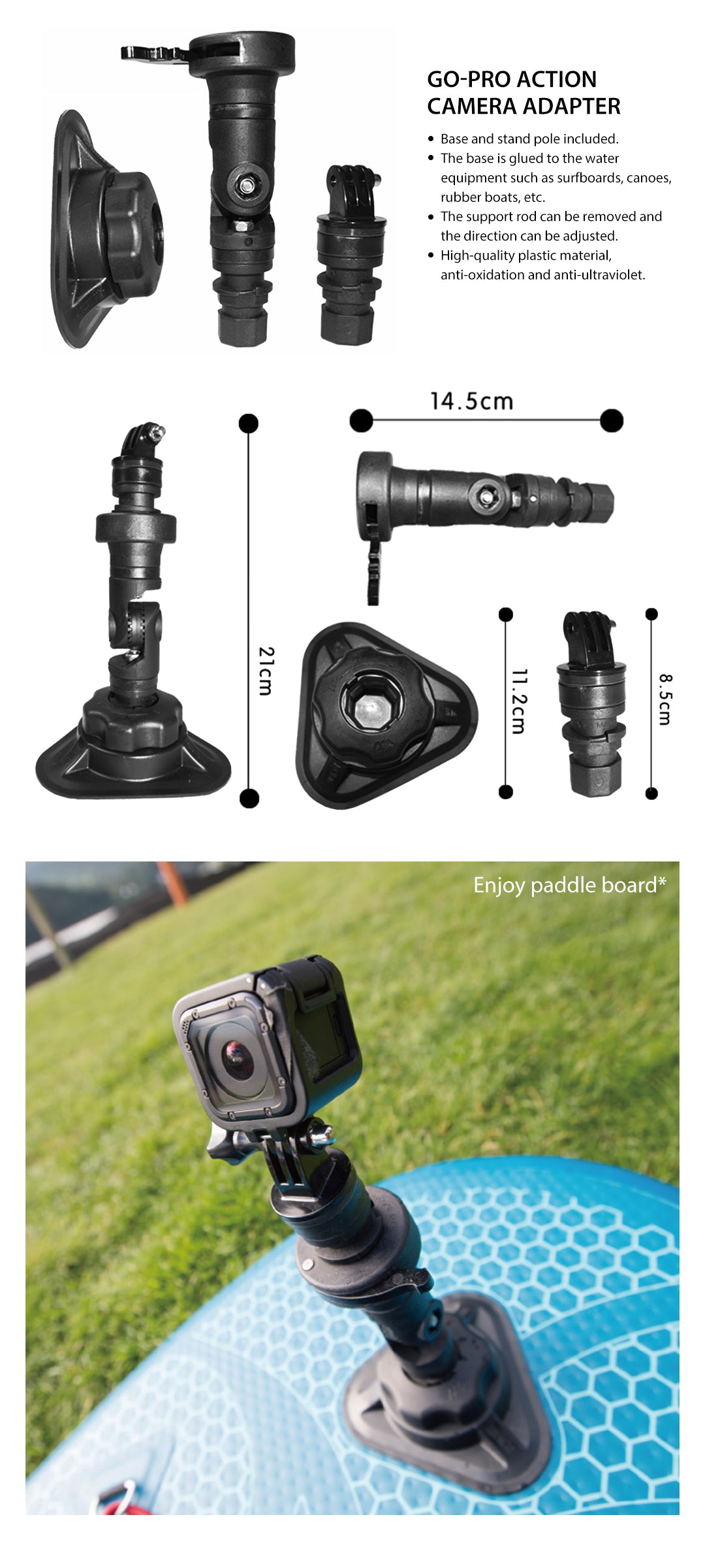 Go-Pro Action Camera Adapter Camera Mount For Paadle Board | SUPZOOM