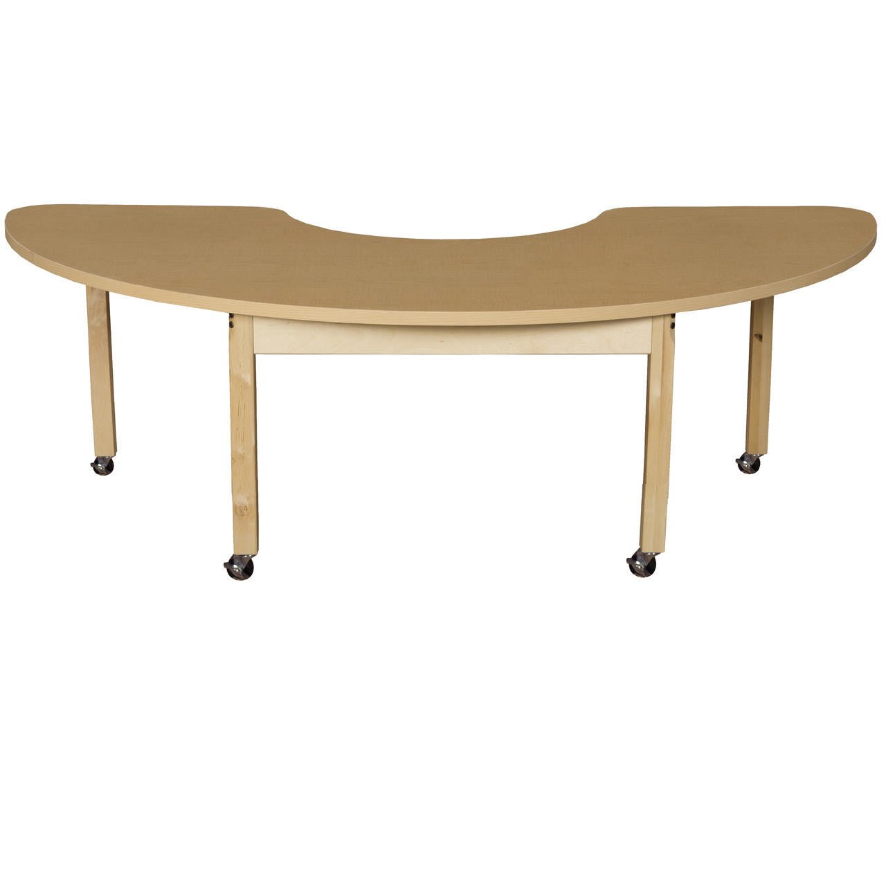 Mobile Half Circle High Pressure Laminate Table with Hardwood Legs - 20