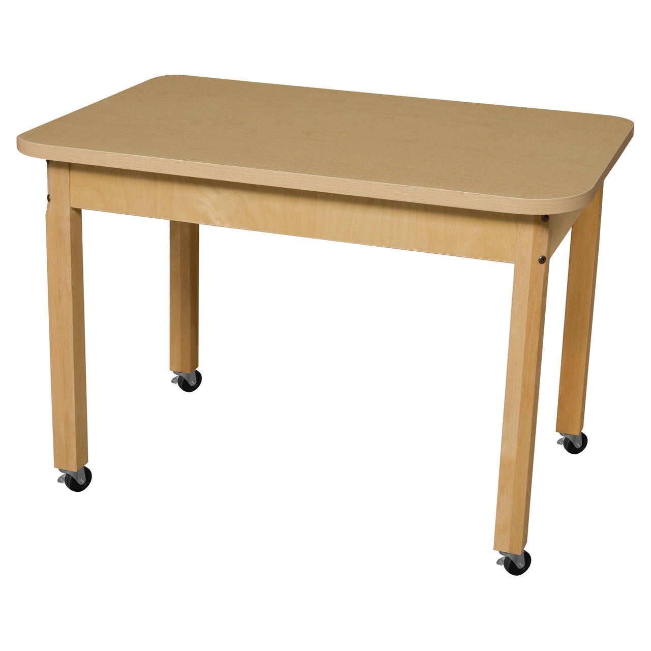 Mobile Rectangle High Pressure Laminate Table with Hardwood Legs- 18