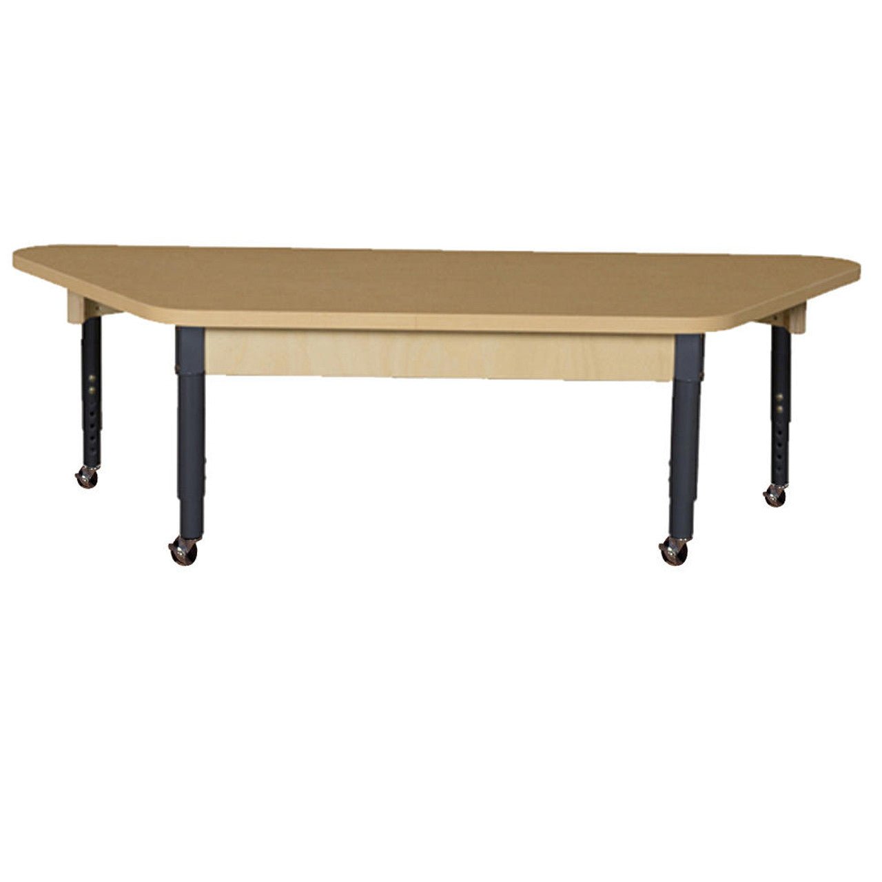 Mobile Trapezoidal High Pressure Laminate Table with Adjustable Legs 14-19